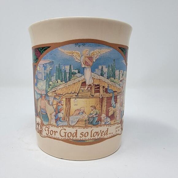 Classic Vintage John 3:16 Scripture Christmas Nativity Scene Coffee Tea Mug - Picture 1 of 8